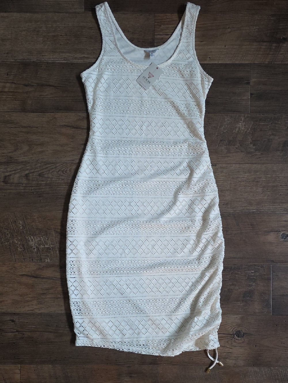 Guess• Cream Crochet Midi Sheath Dress